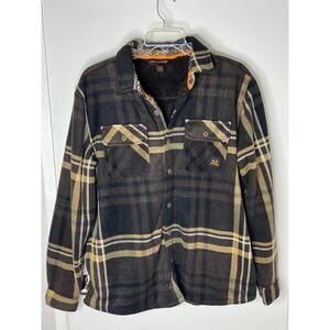 RealTree Men's Long Sleeve Plaid Sherpa Lined Shirt Jacket Brown/Beige ~ Size XL